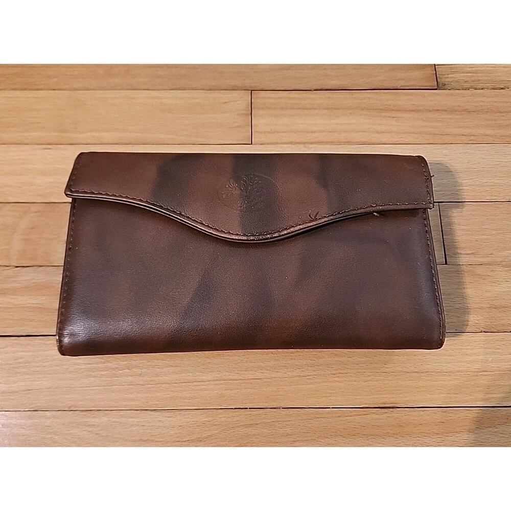 Julia Buxton Heiress Leather Card Holder Wallet Brown/ Mahogony